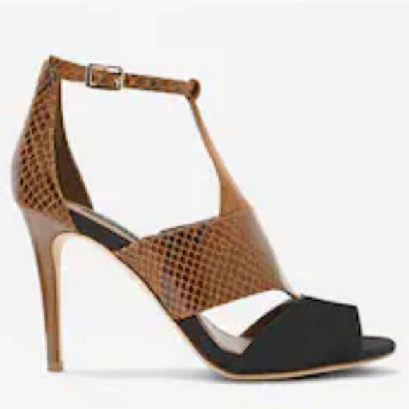 BRAND NEW WHITE HOUSE BLACK MARKET COLORBLOCK SNAKE-PRINT HEELS SANDAL - Picture 9 of 15